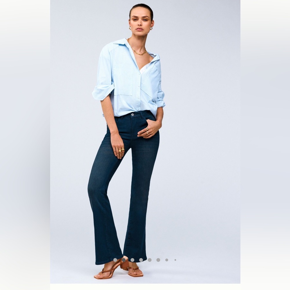 Pilcro Women's Dark Blue Flare Jeans - Picture 2 of 12